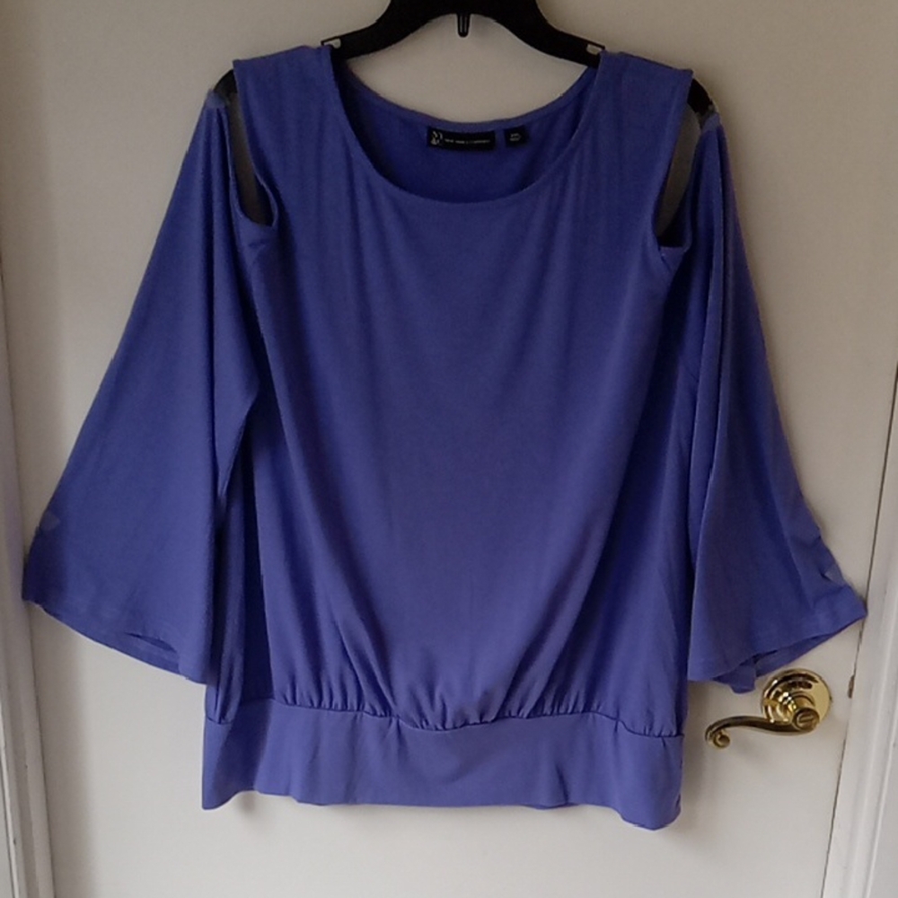 NYC Women's Purple Cold Shoulder 3/4 Sleeve Top